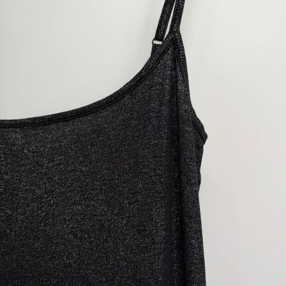 Aerie No Party Needed Maxi Dress XL Metallic Black Ribbed Shimmer Stretch - Picture 4 of 11